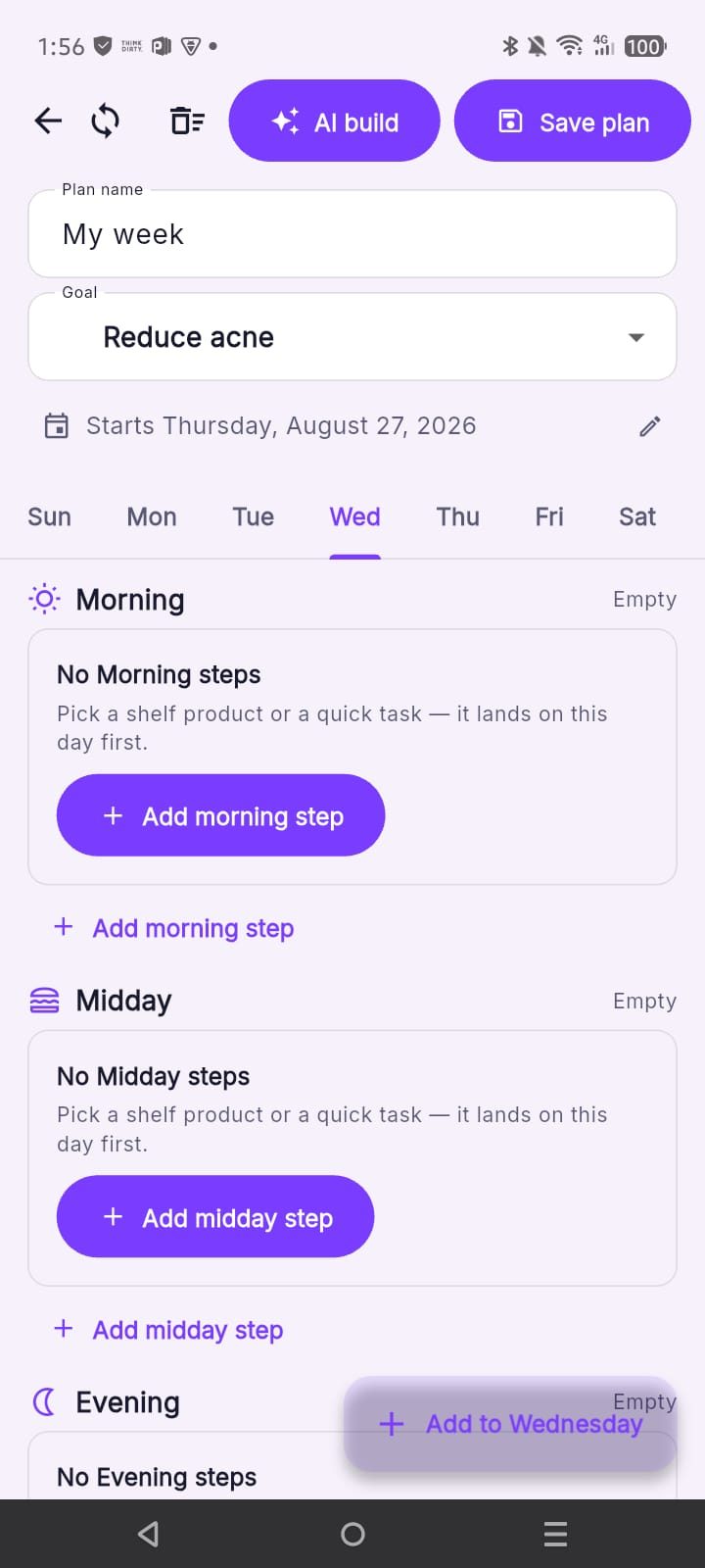 ScanBeauty routine screen